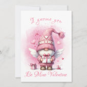 Schattige Roze Gnoom met Gift Waterverf Valentijn Feestdagenkaart (Voorkant)