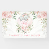 Schattige Roze Goud Blush Bloemen Olifant Baby sho Spandoek (Horizontaal)