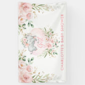 Schattige Roze Goud Blush Bloemen Olifant Baby sho Spandoek (Verticaal)