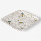 Schattige Roze Goud Chickadee Vogel Bloemen Harten Papieren Bordje (Gebogen)