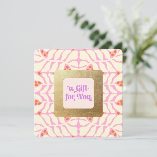 Schattige Roze Goud Lijst Cadeaubon (Staand voorkant)