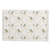 Schattige Roze Gouden Chickadee Vogelharten Bloeme Kussensloop (Achterkant)