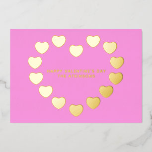 Schattige roze gouden harten aangepaste Valentijns Folie Feestdagenkaart