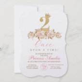 Schattige roze gouden kroonprinses 2e verjaardagsf kaart (Voorkant)