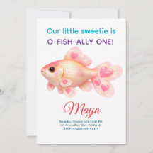 Schattige Roze Goudvis O-Fish-Ally Eén 1e Verjaard