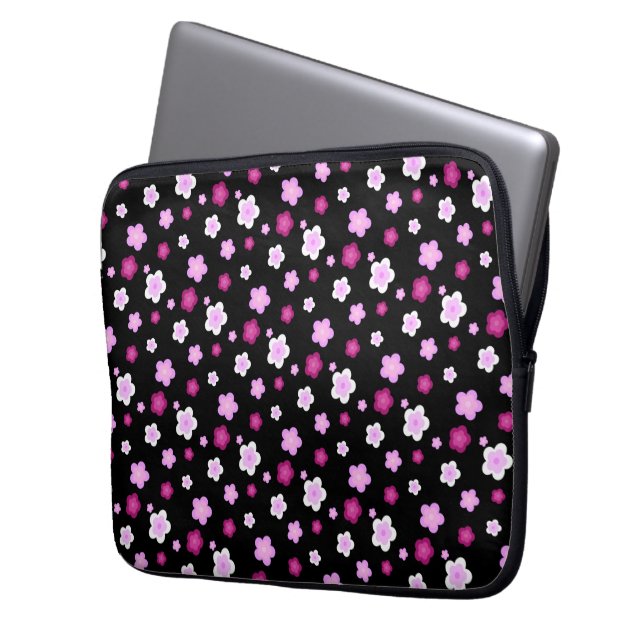 Schattige roze gradiënt daisy flower pattern laptop sleeve (Voorkant Links)