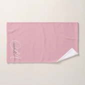 Schattige roze grijs monogram scriptnaam elegant bad handdoek (Handdoek)