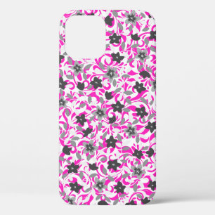 Schattige roze grijze witte abstracte bloemen Case-Mate iPhone case
