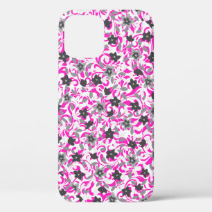 Schattige roze grijze witte abstracte bloemen Case-Mate iPhone case