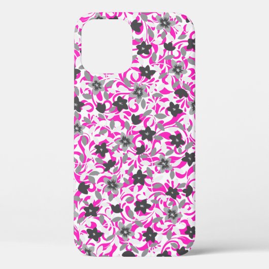 Schattige roze grijze witte abstracte bloemen Case-Mate iPhone case (Achterkant)