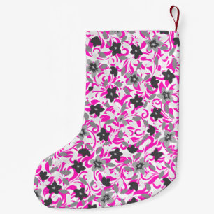 Schattige roze grijze witte abstracte bloemen kleine kerstsok