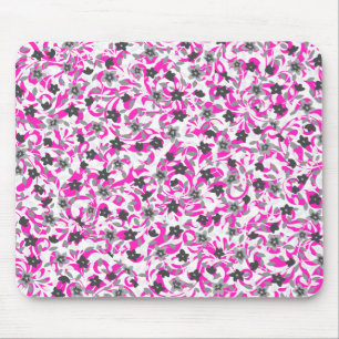 Schattige roze grijze witte abstracte bloemen muismat