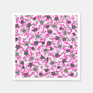Schattige roze grijze witte abstracte bloemen servet