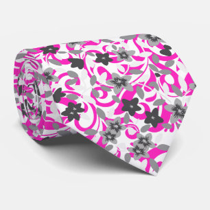 Schattige roze grijze witte abstracte bloemen stropdas