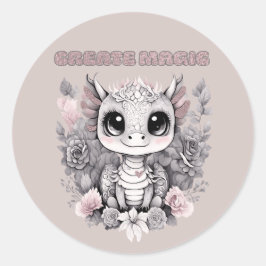 Schattige roze grillige "Creëer Magic" Little Drag Ronde Sticker