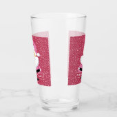 Schattige roze grillige kerstman en sneeuwkerst glas (Links)