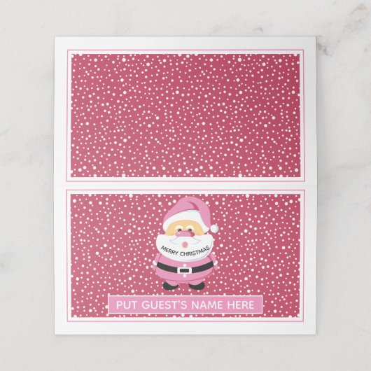 Schattige roze grillige kerstman kerst escort plaatskaartje (Buitenkant ongevouwen)