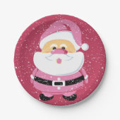Schattige roze grillige kerstman kerst papieren bordje (Voorkant)
