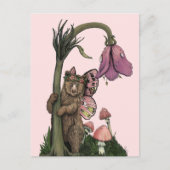 Schattige Roze Grizzlybeerfee in Bosrijk Woud Briefkaart (Voorkant)