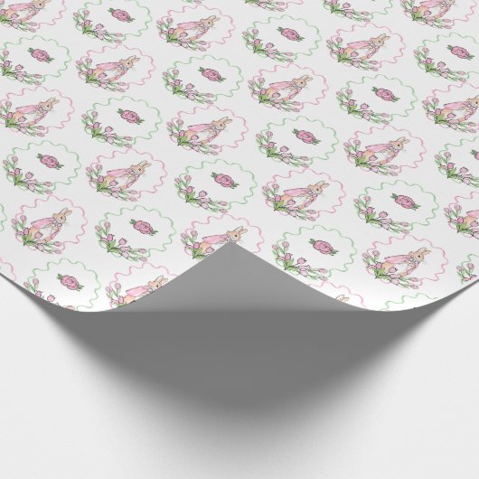 Schattige Roze Groen Beatrix Potter Dier Thema Cadeaupapier (Hoek)