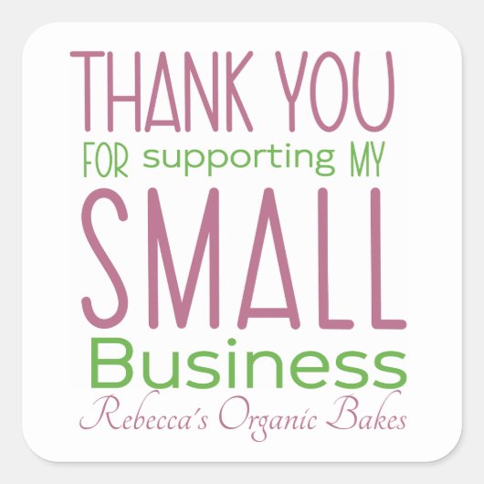 Schattige roze groen dank u voor het ondersteunen  vierkante sticker (Voorkant)