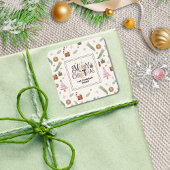 Schattige Roze Groen Doddle Vrolijk Kerstfeest Vierkante Sticker