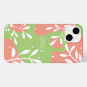 Schattige Roze & Groen Gepersonaliseerde Bloemen Case-Mate iPhone Case (Achterkant (horizontaal))