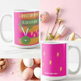 Schattige Roze Groene Gelukkige Paashaas en Wortel Koffiemok
