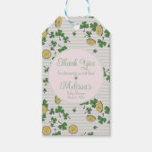 Schattige Roze Groene Klavers & Geluks Munten Dank Cadeaulabel (Voorkant)