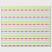 Schattige roze groene munt strepen patroon cadeaupapier (Vlak)