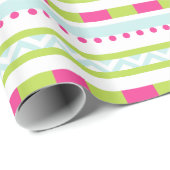 Schattige roze groene munt strepen patroon cadeaupapier (Rol Hoek)