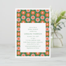 Schattige Roze Groene Retro Preppy Bloemen Bruilof