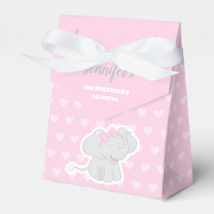 Schattige roze gunst doos met olifant bedankdoosjes