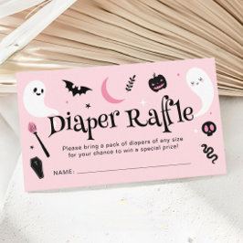 Schattige Roze Halloween Baby shower Luier Raffle Informatiekaartje