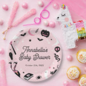 Schattige Roze Halloween Baby shower Papieren Bordje (Feest)