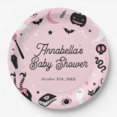 Schattige Roze Halloween Baby shower Papieren Bordje (Voorkant)