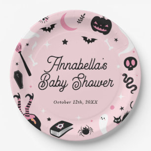 Schattige Roze Halloween Baby shower Papieren Bordje