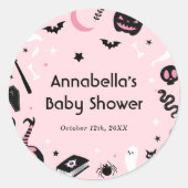 Schattige Roze Halloween Baby shower Ronde Sticker (Voorkant)