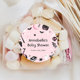 Schattige Roze Halloween Baby shower Ronde Sticker