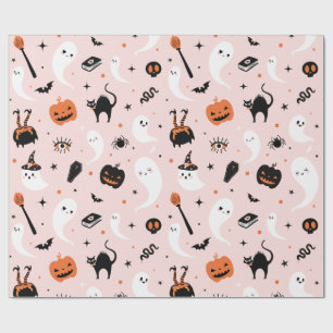 Schattige Roze Halloween Cadeaupapier