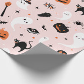Schattige Roze Halloween Cadeaupapier (Hoek)