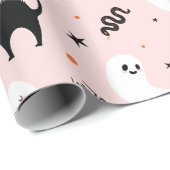 Schattige Roze Halloween Cadeaupapier (Rol Hoek)