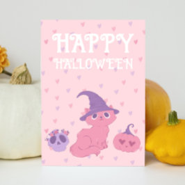 Schattige Roze Halloween Feest  Feestdagenkaart