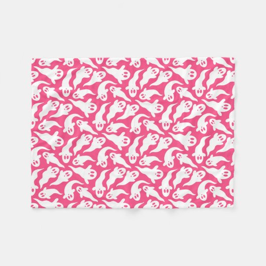 Schattige Roze Halloween Ghost Pattern Fleece Deken (Voorkant (Horizontaal))