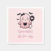 Schattige Roze Halloween Ghost Verjaardagsfeest Servet (Voorkant)