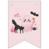 Schattige Roze Halloween Happy Birthday Party Vlaggetjes (Eerste vlag)