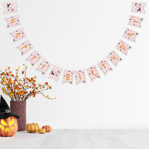 Schattige Roze Halloween Happy Birthday Party Vlaggetjes