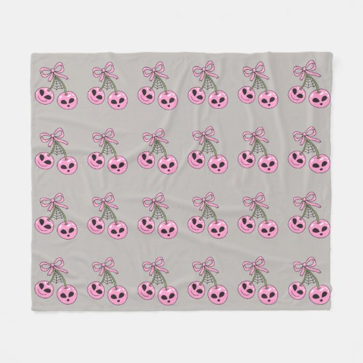 schattige roze Halloween kers illustratie Fleece Deken (Voorkant (Horizontaal))
