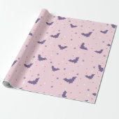 Schattige roze Halloween vleermuispatroon met Polk Cadeaupapier (Uitgerold)