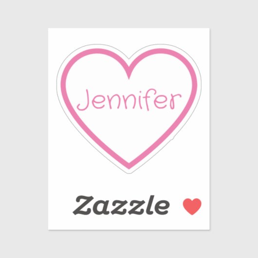 Schattige Roze Handgeschreven Lettertype Naam Hart Sticker (Vel)